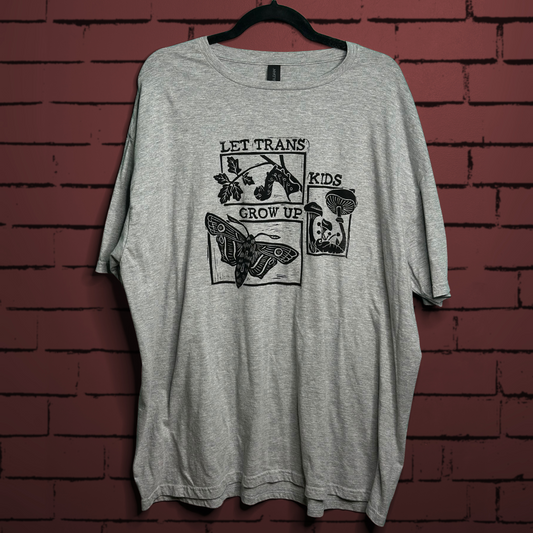 let trans kids grow up linoprinted grey shirt (3XL)