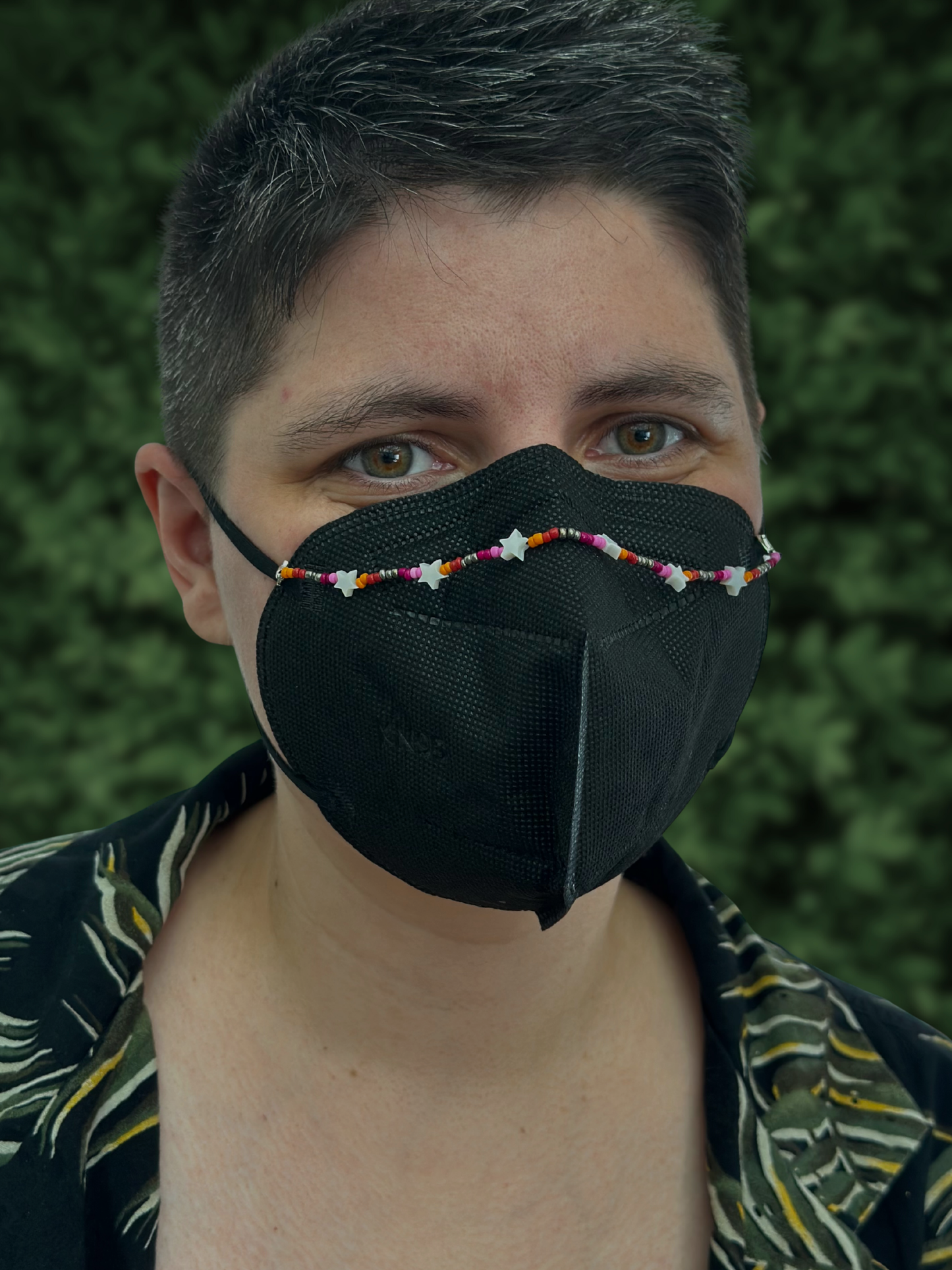 silver lesbian mask chain with stars