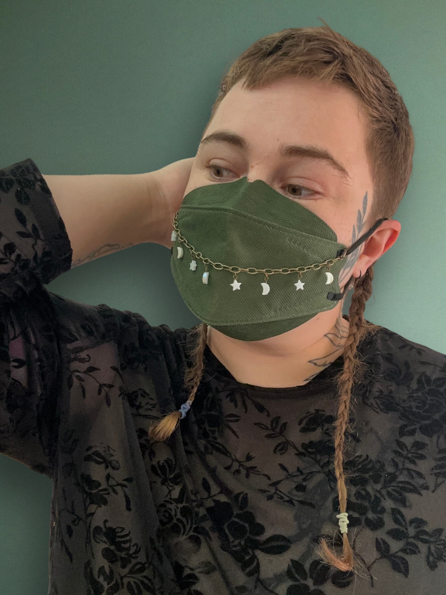 antique style chain with moon and stars mask chain