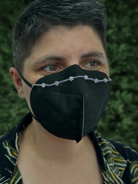 delicate flower purple beaded mask chain