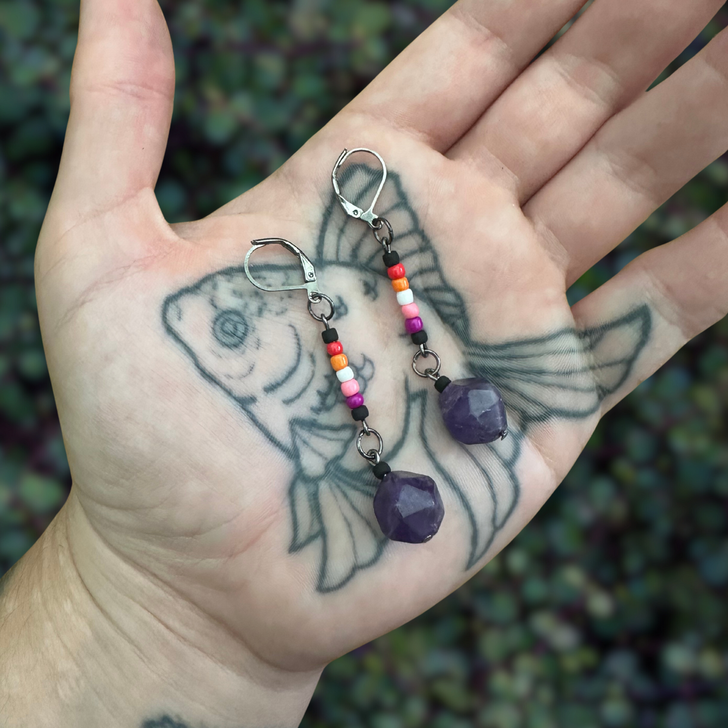 lesbian purple quartz earrings