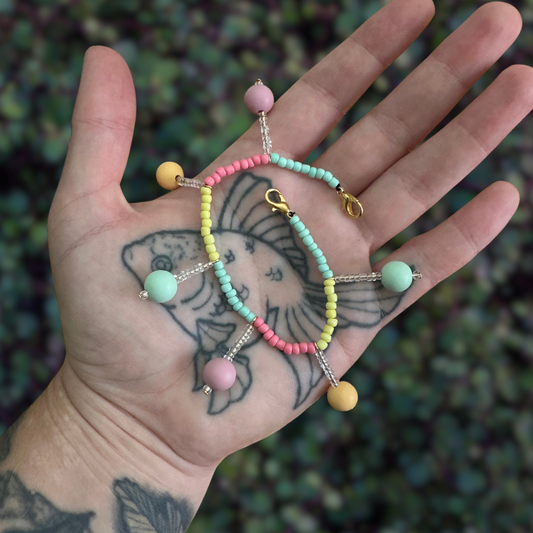 pastel pansexual beaded mask chain with bobbles