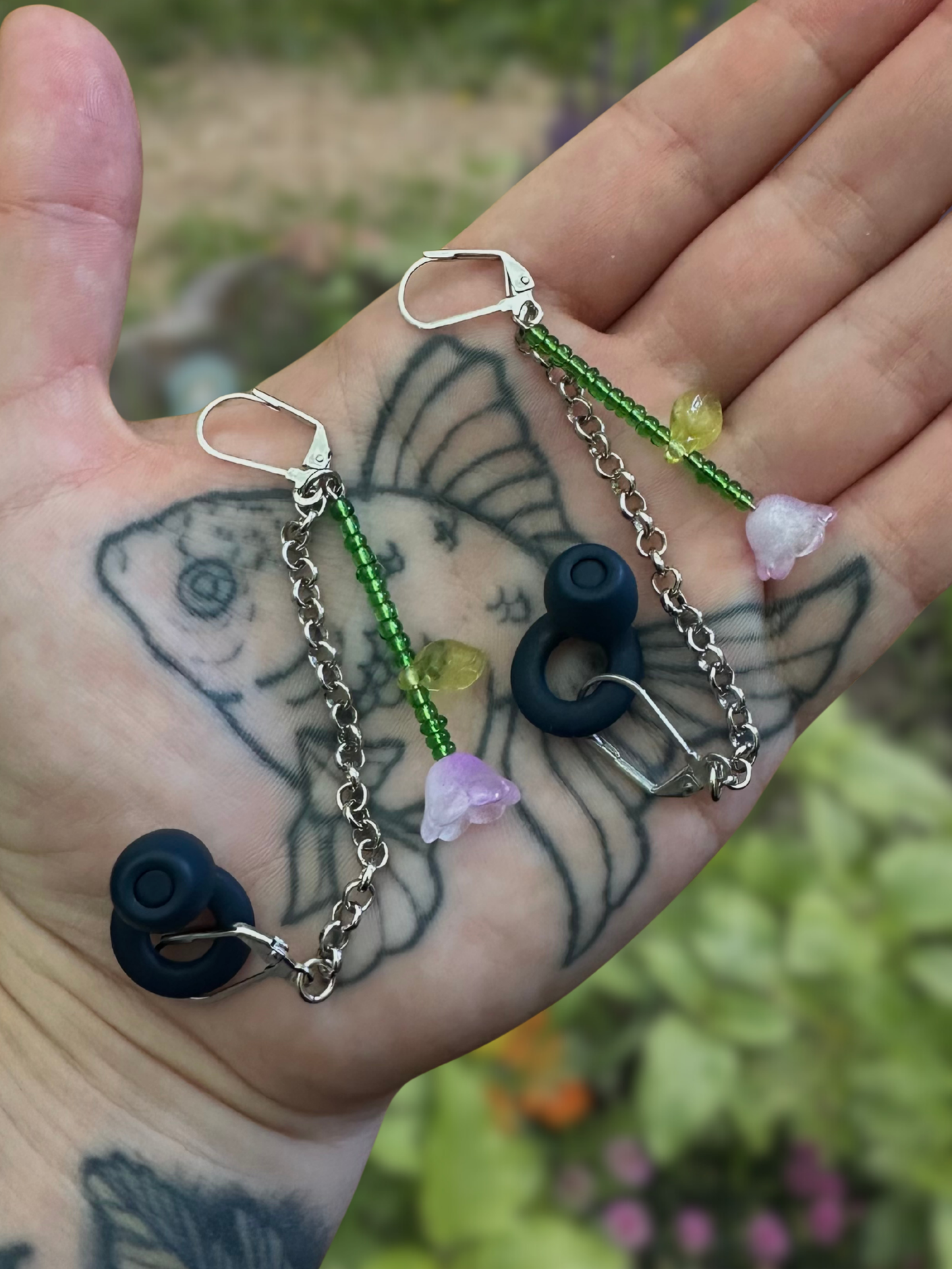 bellflower stem with silver chain loop savers