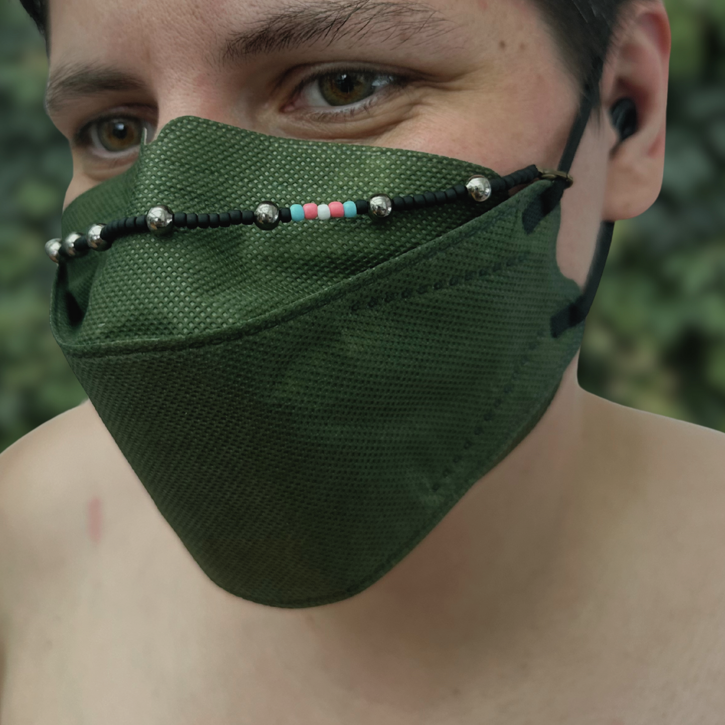 black mask chain with trans flag