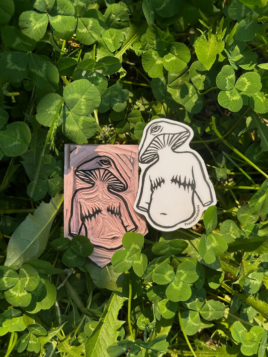 top surgery mushroom block print sticker