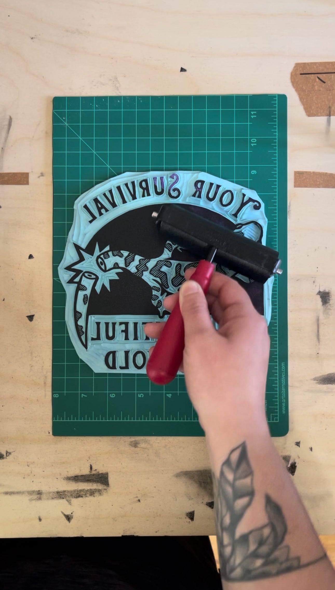salamander linocut print (your survival is beautiful to be behold)