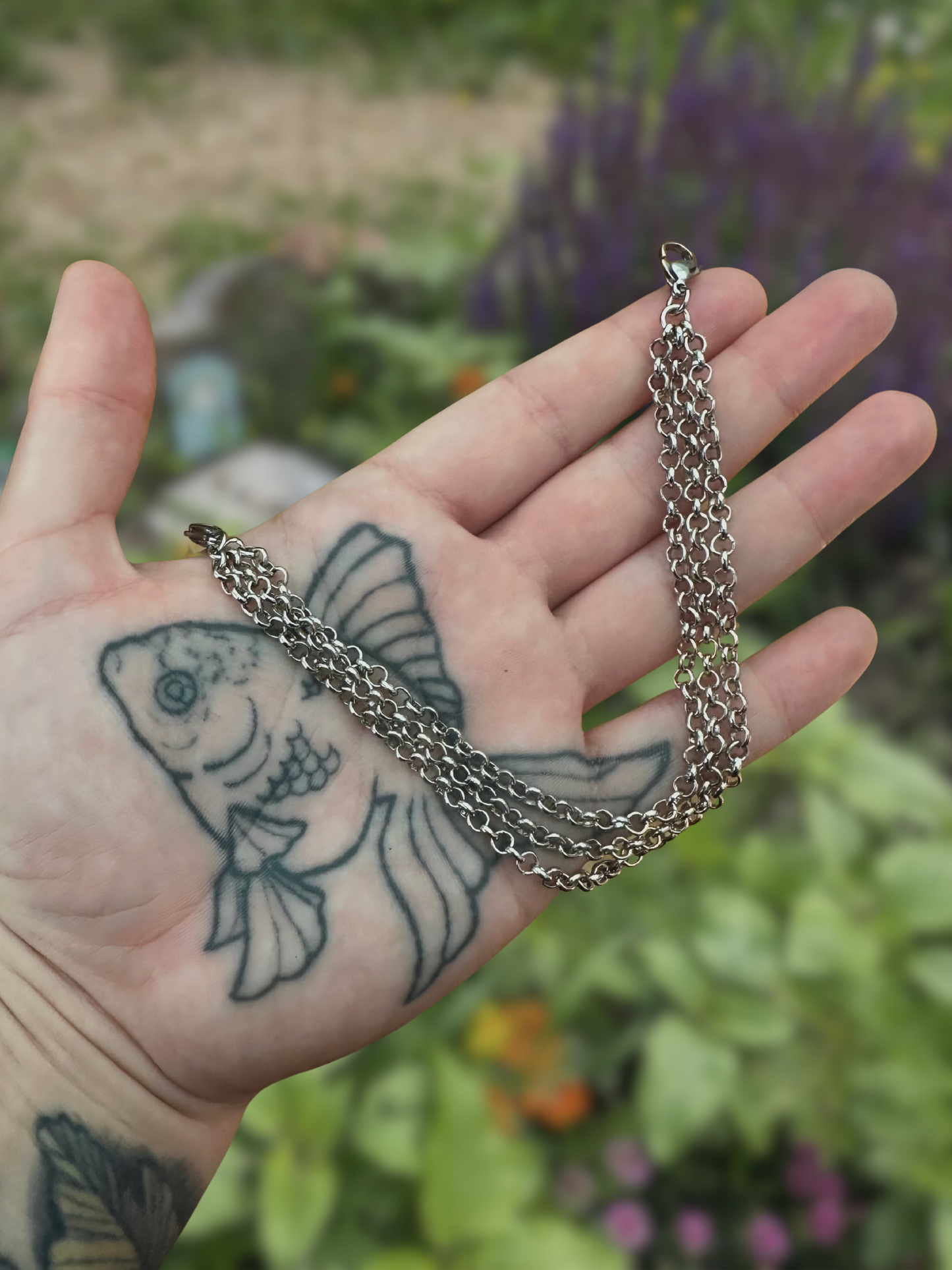 silver triple chain mask chain