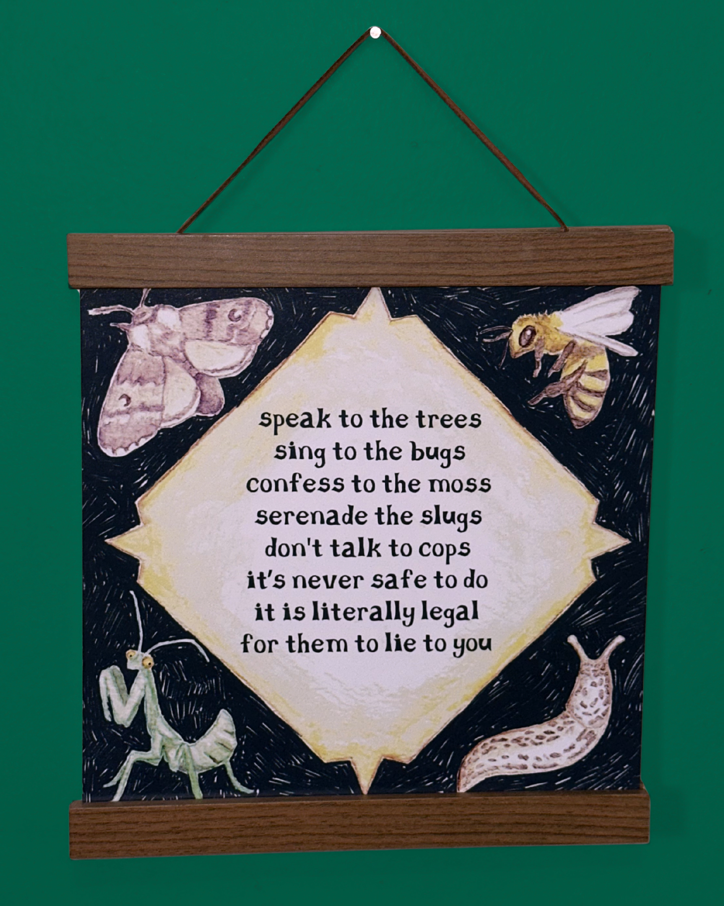talk to bugs - watercolour poem print