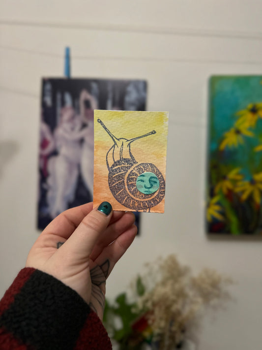 snail friend atc/aceo