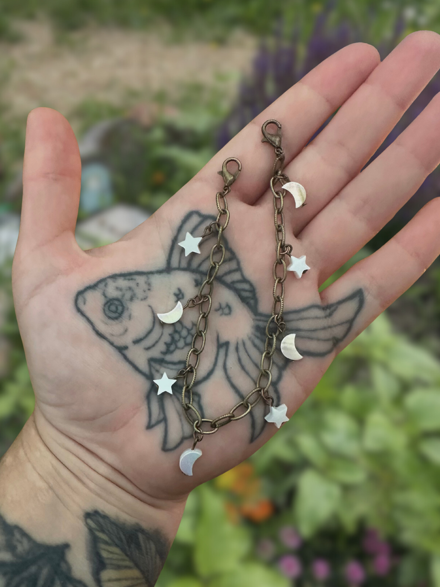 antique style chain with moon and stars mask chain