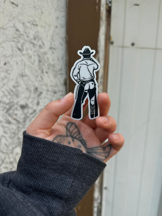 cheeky wrangler block print mini sticker