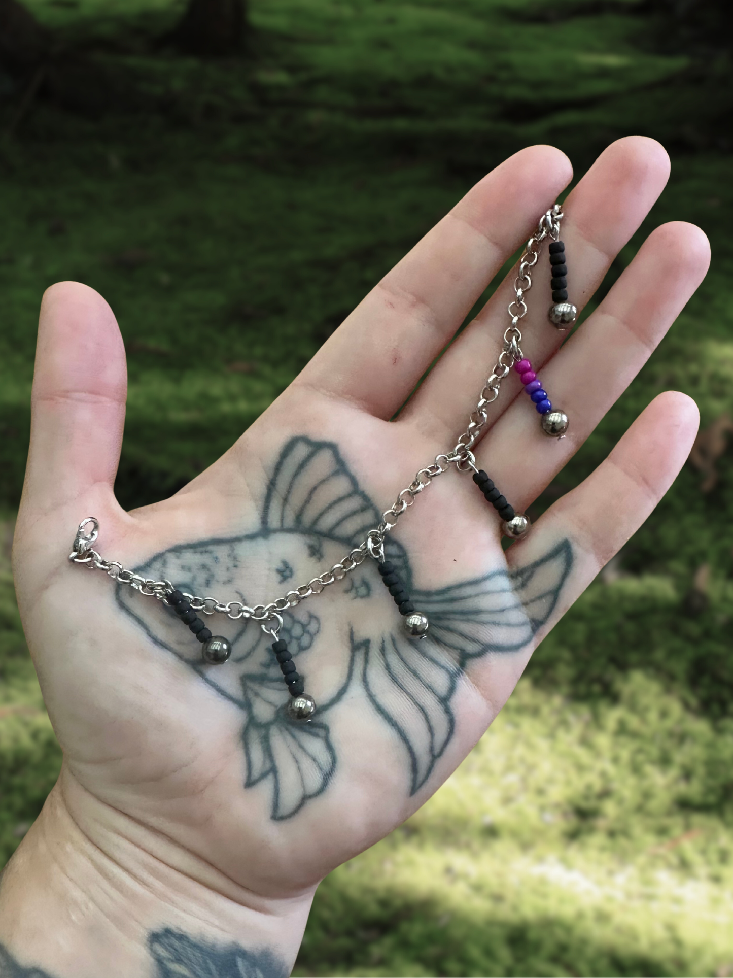 bi flag silver mask chain