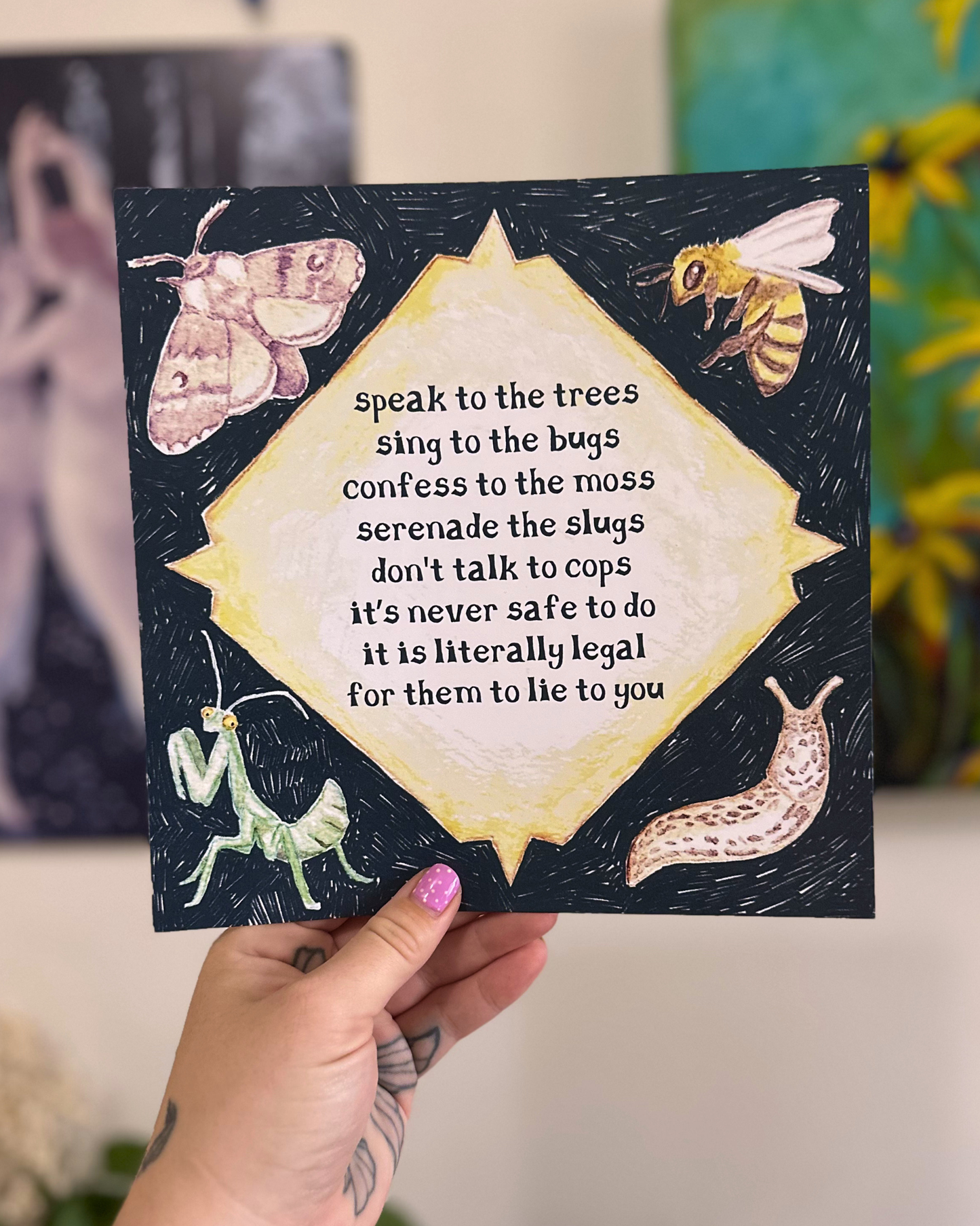 talk to bugs - watercolour poem print